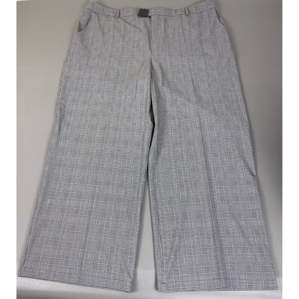 Universal Standard Glen Plaid Wide Leg Trousers Womens Size Large Gray Black NWT